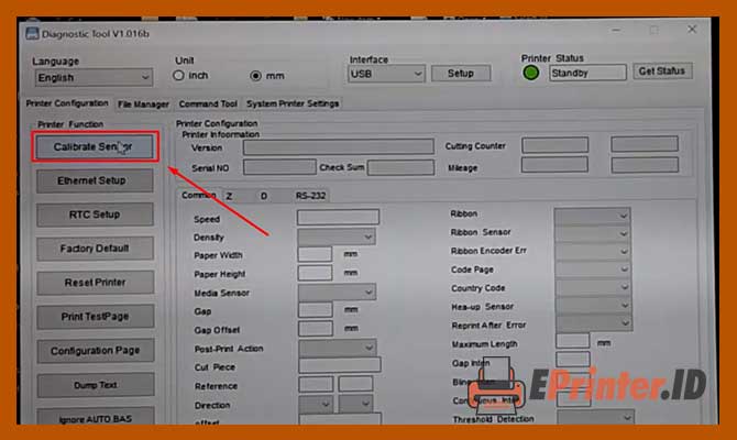 Klik Kalibrasi Sensor Xprinter