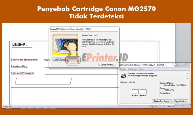 Penyebab Cartridge Canon MG2570 Tidak Terdeteksi