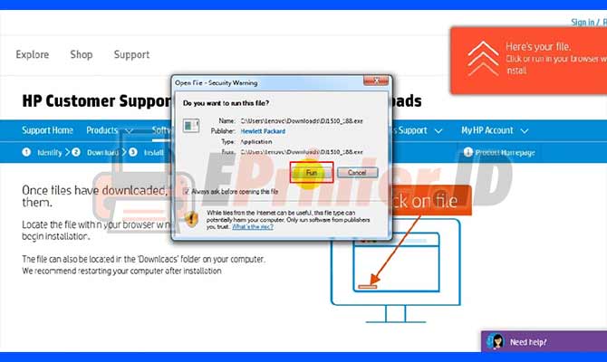1. Jalankan Driver Printer HP Deskjet 1515