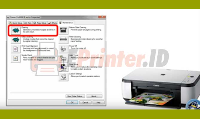 5. Lakukan Cleaning Setelah Cara Mengisi Tinta Printer Canon MP287 Berhasil