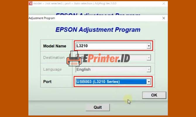 Cari dan Pilih Model Printer