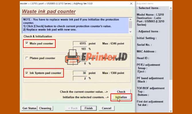 Lakukan Reset Epson L3210