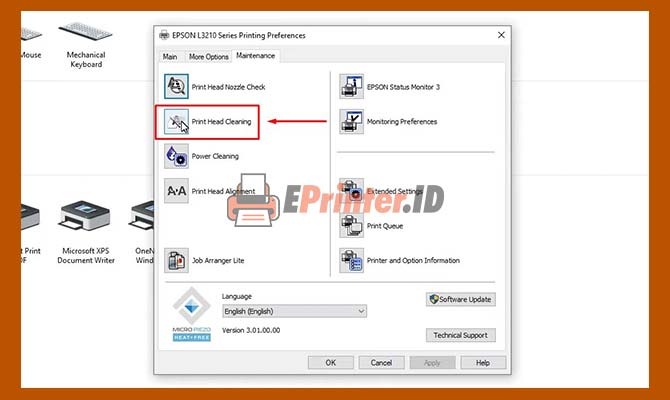 Pilih Print Head Cleaning