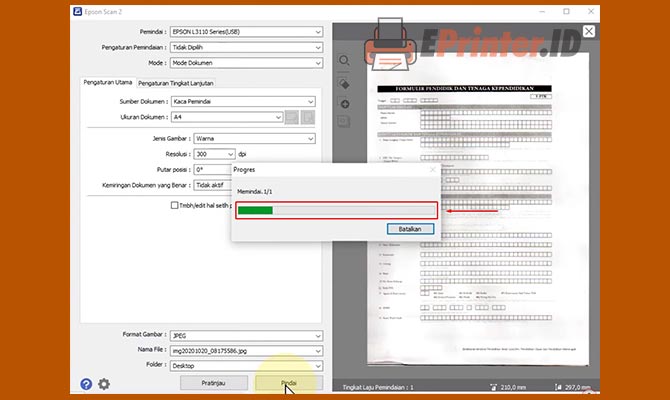 Tunggu Proses Scan Epson L3110