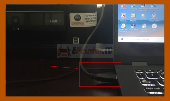 2. Sambungkan Kabel USB Printer