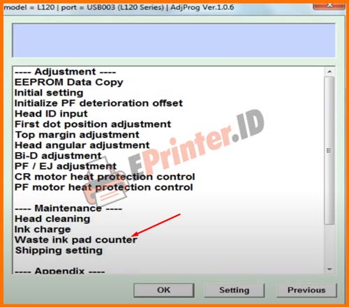 5 Pilih Waste Ink Pad Counter