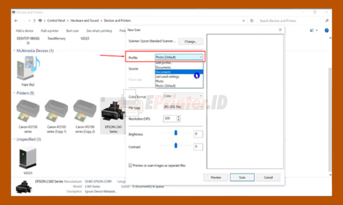 7. Atur Profile Dokumen di Alat Scan Epson L360