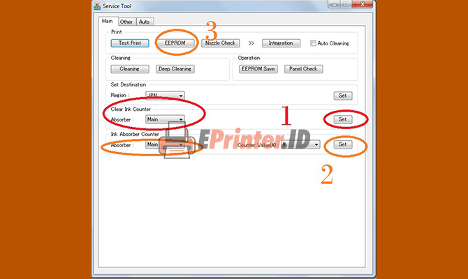 setting service tool canon mp287