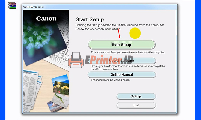 start setup driver canon g3010