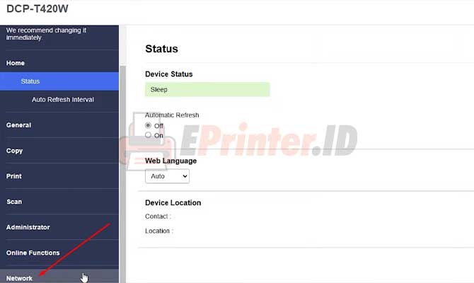 Pilih Menu Network