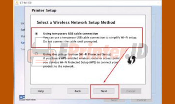 Pilih Using tamporary USB cable connection