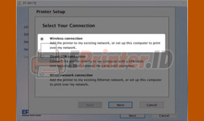 Pilih Wireless Connection Untuk Cara Setting WIFI Printer Epson L360