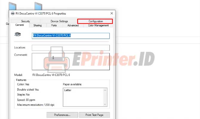 Masuk Tab Configuration