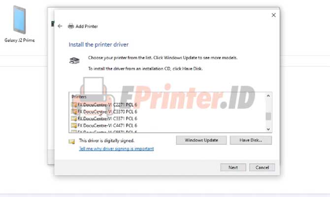 Sesuaikan Tipe Printer Fuji Xerox